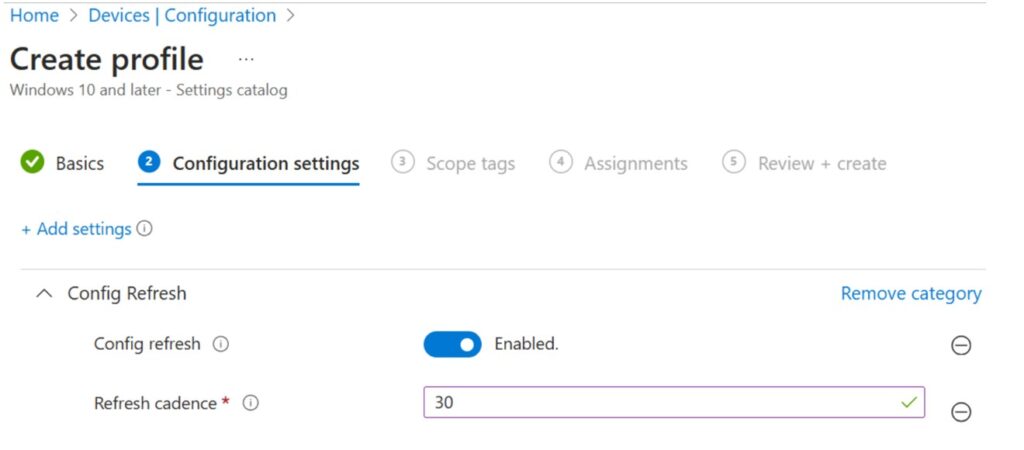 Profile Creation step 2